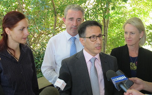 Former ‘ice’ user Shana Miller, the Member for Page, Kevin Hogan, North Coast Primary Health Network chief executive, Dr Vahid Saberi, and Senator Fiona Nash, the Minister for Rural Health.