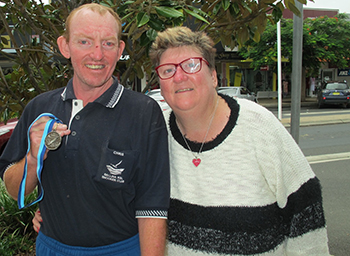 Chris and Maryellen Hendry - his mother and carer is the second leg of 'Team Hendry'