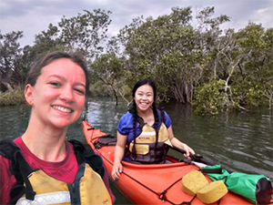 Evie and Sam Kayaking in Yamba