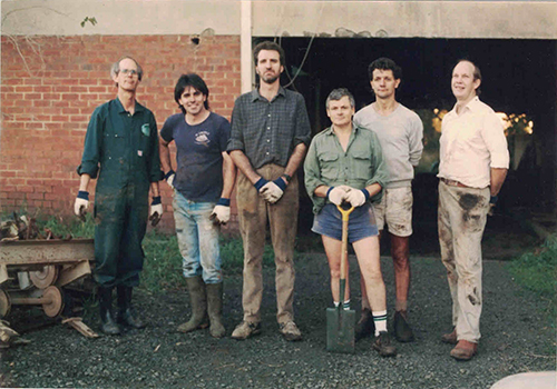 Gasworks working bee From left: Bob Peterson, Lyndon Terracini, Phil Steele, Andrew Binns, Bill Sheaffe and Paul Laird.